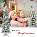 7.5 Feet Unlit Hinged Snow Flocked Artificial Pencil Christmas Tree with 641 Tips - Gallery View 5 of 9