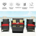 4 Pieces Comfortable Outdoor Rattan Sofa Set with Table - Gallery View 5 of 80