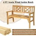 Patio Foldable Bench with Curved Backrest and Armrest - Gallery View 10 of 12