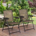 4 Pieces Folding Dining Chairs with Steel Armrests and Sling Back - Gallery View 6 of 11