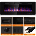 50 Inch Recessed Ultra Thin Electric Fireplace with Timer - Gallery View 13 of 13