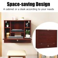 Wall Mounted Folding Laptop Desk Hideaway Storage with Drawer - Gallery View 14 of 32