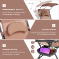 Folding Recliner Lounge Chair with Shade Canopy Cup Holder - Gallery View 19 of 46
