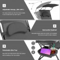 Folding Recliner Lounge Chair with Shade Canopy Cup Holder - Gallery View 10 of 46