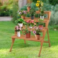 4 Tiers Wood Ladder Step Flower Pot Holder Plant Stand - Gallery View 7 of 12