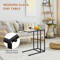 Sofa End Table Coffee Side Table with Glass Top - Gallery View 11 of 13