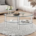 Tempered Glass Oval Side Coffee Table - Gallery View 12 of 22