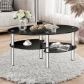 Tempered Glass Oval Side Coffee Table - Gallery View 1 of 22