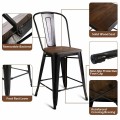 Set of 2 Copper Barstool with Wood Top and High Backrest - Gallery View 11 of 11