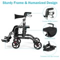 2-in-1 Adjustable Folding Handle Rollator Walker with Storage Space - Gallery View 23 of 35