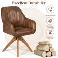 Stylish Swivel Home Office Chair with Solid Wood Legs