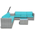 8 Piece Wicker Sofa Rattan Dining Set Patio Furniture with Storage Table - Gallery View 33 of 65
