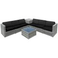 8 Piece Wicker Sofa Rattan Dining Set Patio Furniture with Storage Table - Gallery View 36 of 65