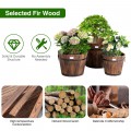 3 Pieces Wooden Planter Barrel Set with Multiple Size - Gallery View 14 of 14