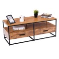47 Inch 2-Tier Cocktail 2 Drawer Coffee Table Metal Desk - Gallery View 5 of 10