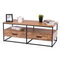 47 Inch 2-Tier Cocktail 2 Drawer Coffee Table Metal Desk - Gallery View 4 of 10
