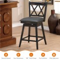 2 Pieces 24 Inch Swivel Counter Height Barstool Set with Rubber Wood Legs