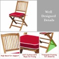 3 Pieces Patio Folding Wooden Bistro Set Cushioned Chair - Gallery View 34 of 35