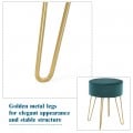 Round Velvet Ottoman Footrest Stool Side Table Dressing Chair with Metal Legs - Gallery View 28 of 29