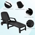 Adjustable Patio Sun Lounger with Weather Resistant Wheels - Gallery View 22 of 57