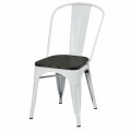 4 Pieces Tolix Style Metal Dining Chairs with Stackable Wood Seat - Gallery View 18 of 23