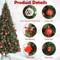 Pre-lit Christmas Hinged Tree with Red Berries and Ornaments - Gallery View 29 of 36