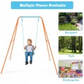 Outdoor Kids Swing Set with Heavy-Duty Metal A-Frame and Ground Stakes - Gallery View 5 of 24