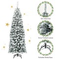 6 Feet Unlit Hinged Snow Flocked Artificial Pencil Christmas Tree with 500 Branch Tip - Gallery View 10 of 10
