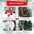 30-Inch Pre-lit Flocked Artificial Christmas Wreath with Mixed Decorations - Gallery View 11 of 11