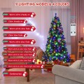 6/7/8 Feet Artificial Christmas Tree with Remote-controlled Color-changing LED Lights - Gallery View 10 of 38