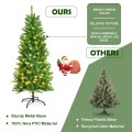 5/6/7 Feet PVC Hinged Pre-lit Artificial Fir Pencil Christmas Tree with 150 Lights - Gallery View 22 of 34