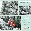 7 Feet Snow Flocked Christmas Tree with Pine Cone and Red Berries - Gallery View 11 of 11