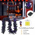 9 Feet Pre-lit Christmas Halloween Garland with 50 Purple LED Lights - Gallery View 11 of 13