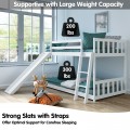 Twin Over Twin Bunk Wooden Low Bed with Slide Ladder for Kids - Gallery View 12 of 35
