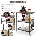 3-Tier Kitchen Serving Cart Utility Standing Microwave Rack with Hooks - Gallery View 10 of 12