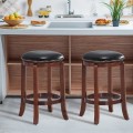 Bistro Leather Padded  Backless Swivel Bar stool - Gallery View 8 of 9