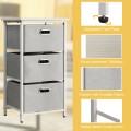 3-Drawer Fabric Dresser Storage Tower Vertical Foldable Pull Bins
