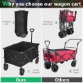 Outdoor Folding Wagon Cart with Adjustable Handle and Universal Wheels - Gallery View 13 of 45