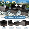 6 Pieces Patio Rattan Furniture Set with Sectional Cushion - Gallery View 40 of 62