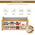 Entryway 3-Tier Bamboo Shoe Rack Bench with Cushion - Gallery View 10 of 12