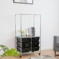 6 Drawer Rolling Storage Drawer Cart with Hanging Bar for Office School Home - Gallery View 43 of 48