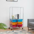 6 Drawer Rolling Storage Drawer Cart with Hanging Bar for Office School Home - Gallery View 19 of 48