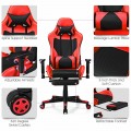 PU Leather Gaming Chair with USB Massage Lumbar Pillow and Footrest - Gallery View 44 of 44