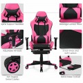 PU Leather Gaming Chair with USB Massage Lumbar Pillow and Footrest - Gallery View 17 of 44