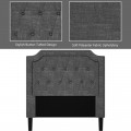 Linen Twin Upholstered Platform Bed with Frame Headboard Mattress Foundation - Gallery View 8 of 12