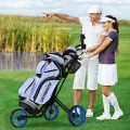 3 Wheel Folding Golf Push Cart with Brake Scoreboard Adjustable Handle - Gallery View 36 of 47