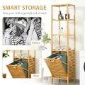 Bamboo Tower Hamper Organizer with 3-Tier Storage Shelves - Gallery View 10 of 11