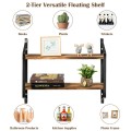 2-Tier Floating Rustic Storage Shelves for Living Room - Gallery View 5 of 12