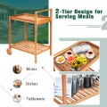 2-Tier Rolling Kitchen Island Serving Cart with Legs and Handle - Gallery View 2 of 11