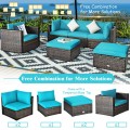 6 Pieces Patio Rattan Furniture Set with Sectional Cushion - Gallery View 28 of 62